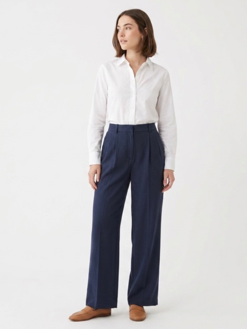 Abercrombie & Fitch Sloane Wide Leg Trousers Sz 28/6 Navy Office Siren Preppy